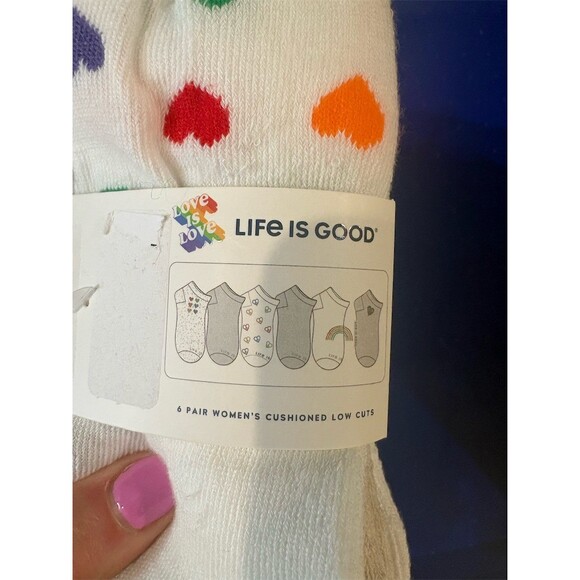 Life Is Good Womens Cushioned No-Show Socks 6-Pair Pack Love Is Love - Picture 5 of 8